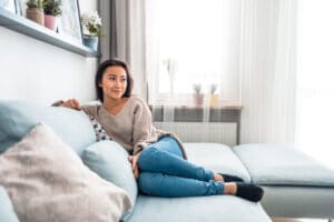 woman relaxing on the couch